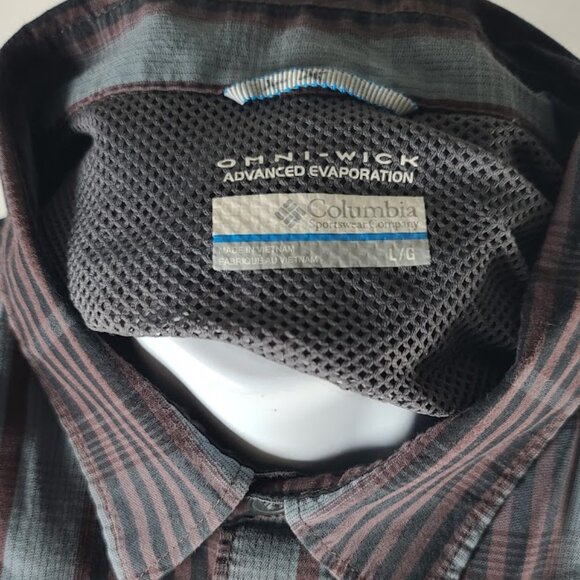 Columbia Men's Brown Blue Plaid Classic Long Sleeve Button-Front Shirt Size L - Picture 12 of 13